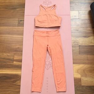 Outdoor Voices Tech Sweat Crop Top & Flex Legging Set in Terra Cotta